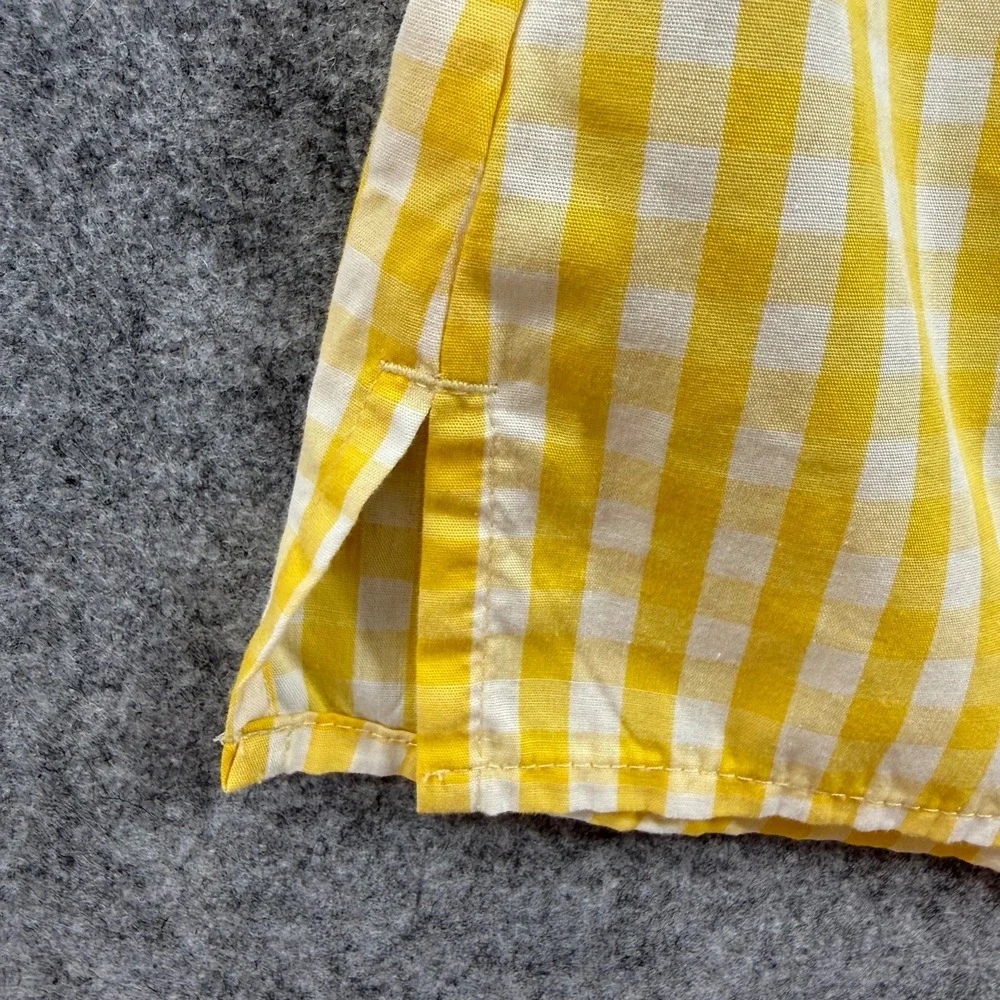 Basic Editions Yellow White Gingham Short Sleeve Button Down Shirt Womens XXL - Picture 8 of 9